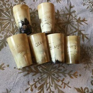 Lot of 6 Vintage Chamonix Horn Cups / Glasses  - Unique Collectible Horn Cups